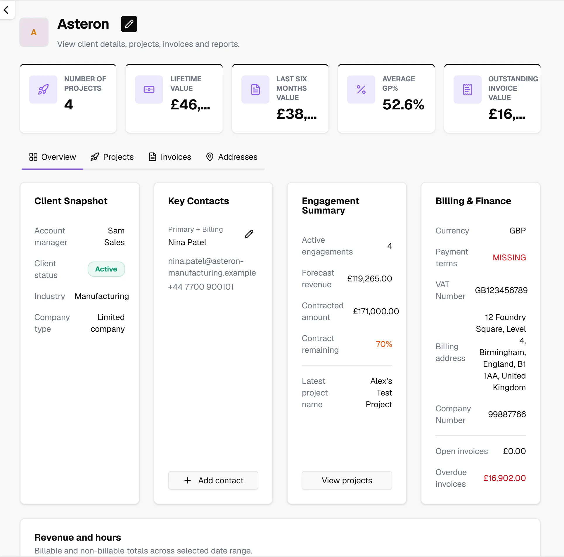 Client details view