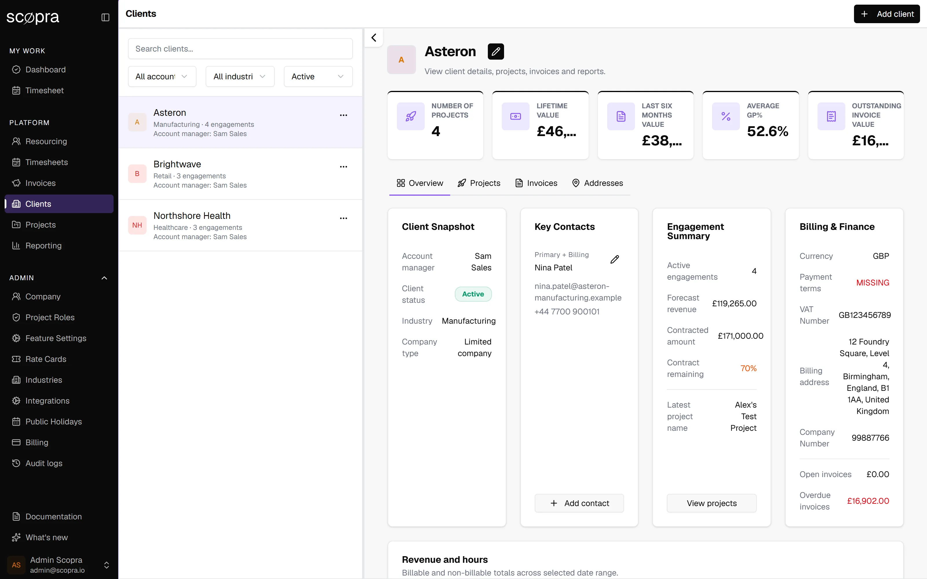 Client list view